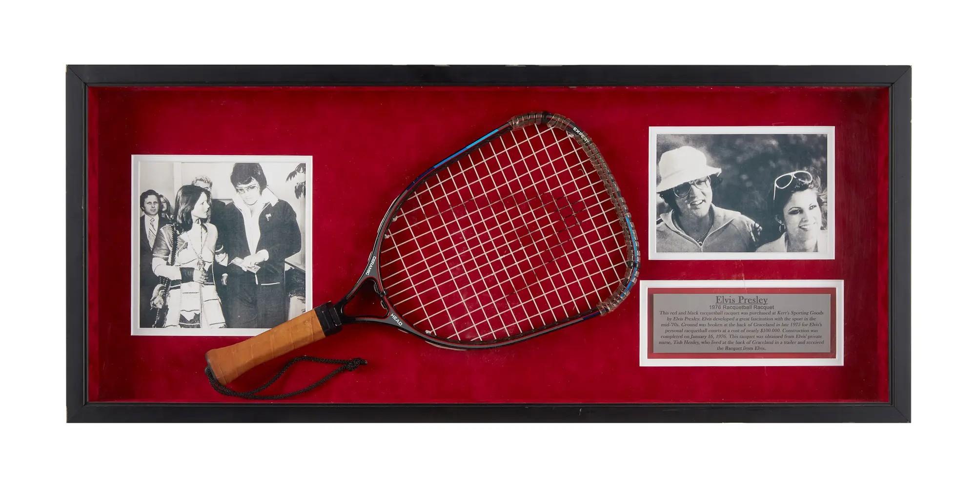 Lot #40. Elvis Presley | 1970s Used Racquetball Racquet Display Lot #40 Elvis Presley 1970s Used Racquetball Racquet Display