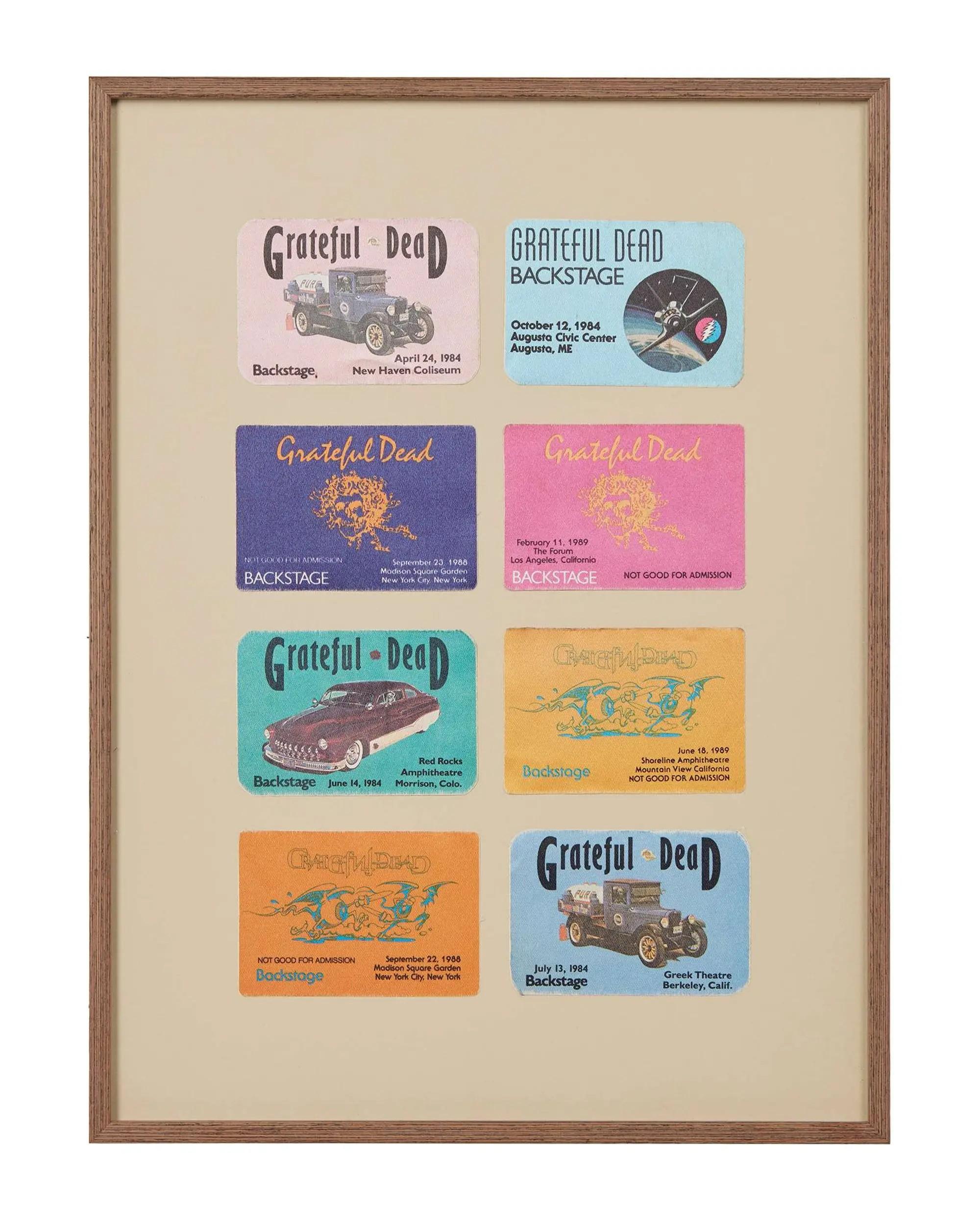 Lot #211 Grateful Dead Framed Late 1980s Backstage Passes