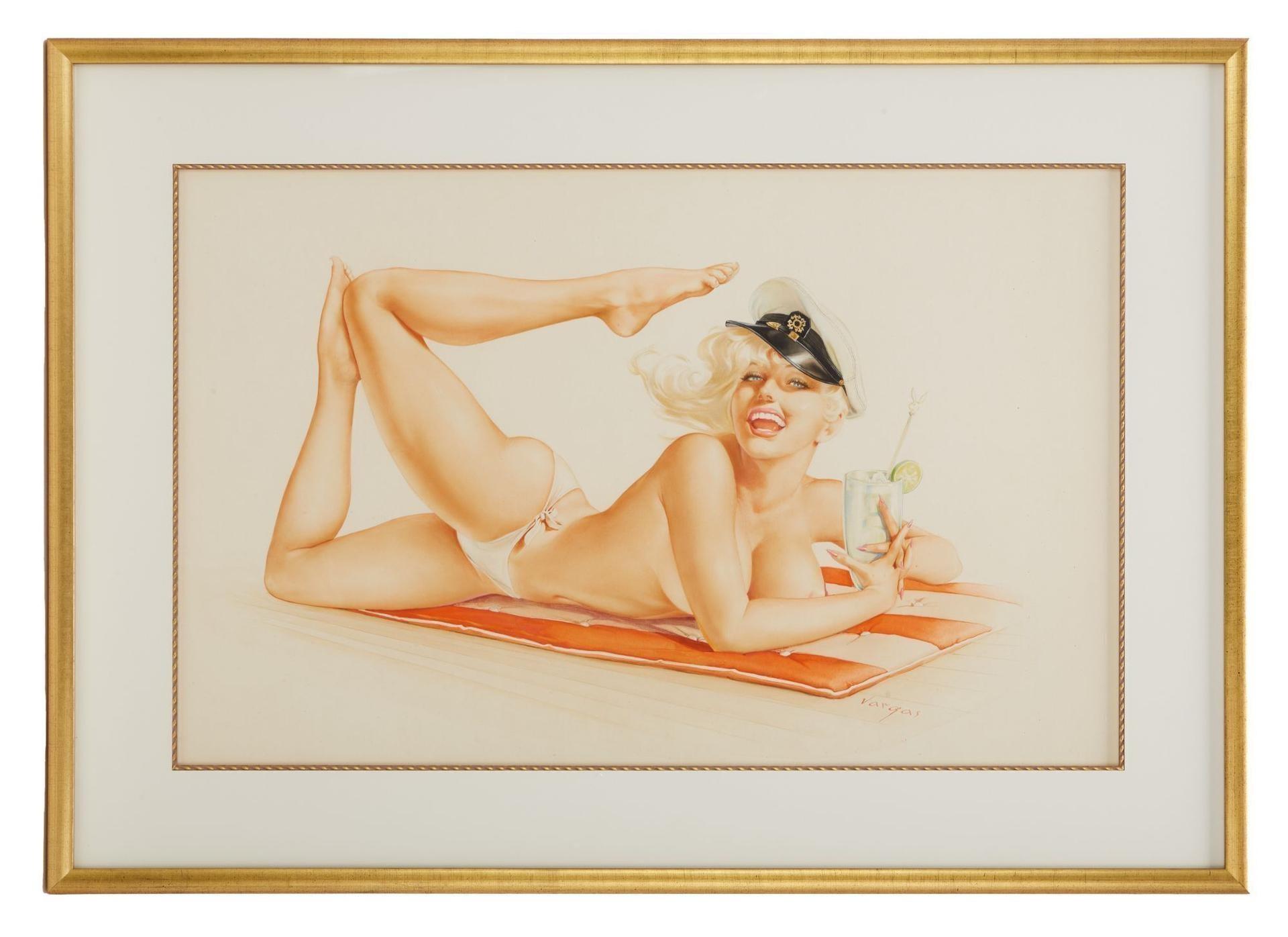 Playboy Alberto Vargas Girl Pinup August 1964 Watercolor Drawing