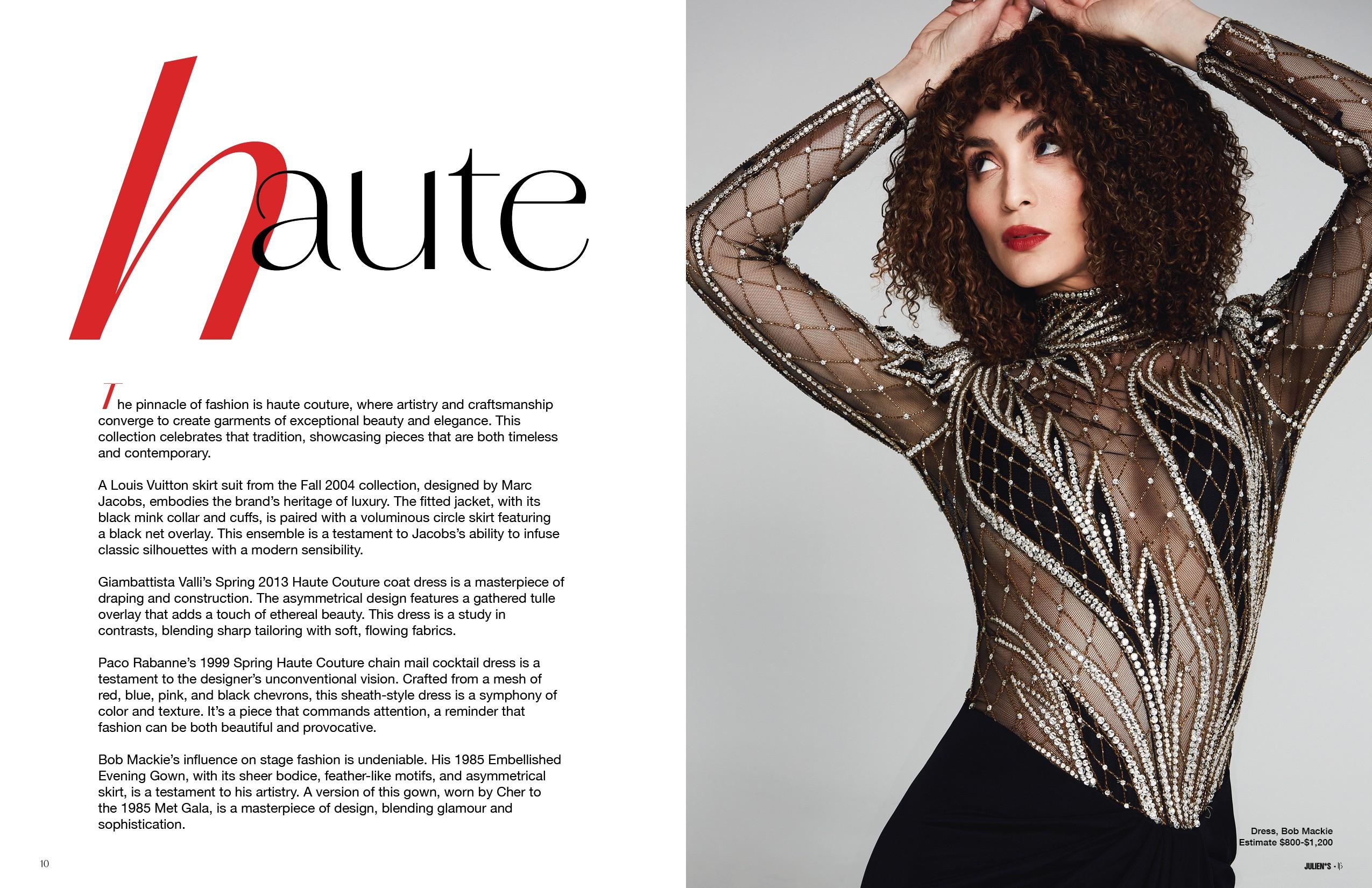 a page of a magazine with the word haute on it