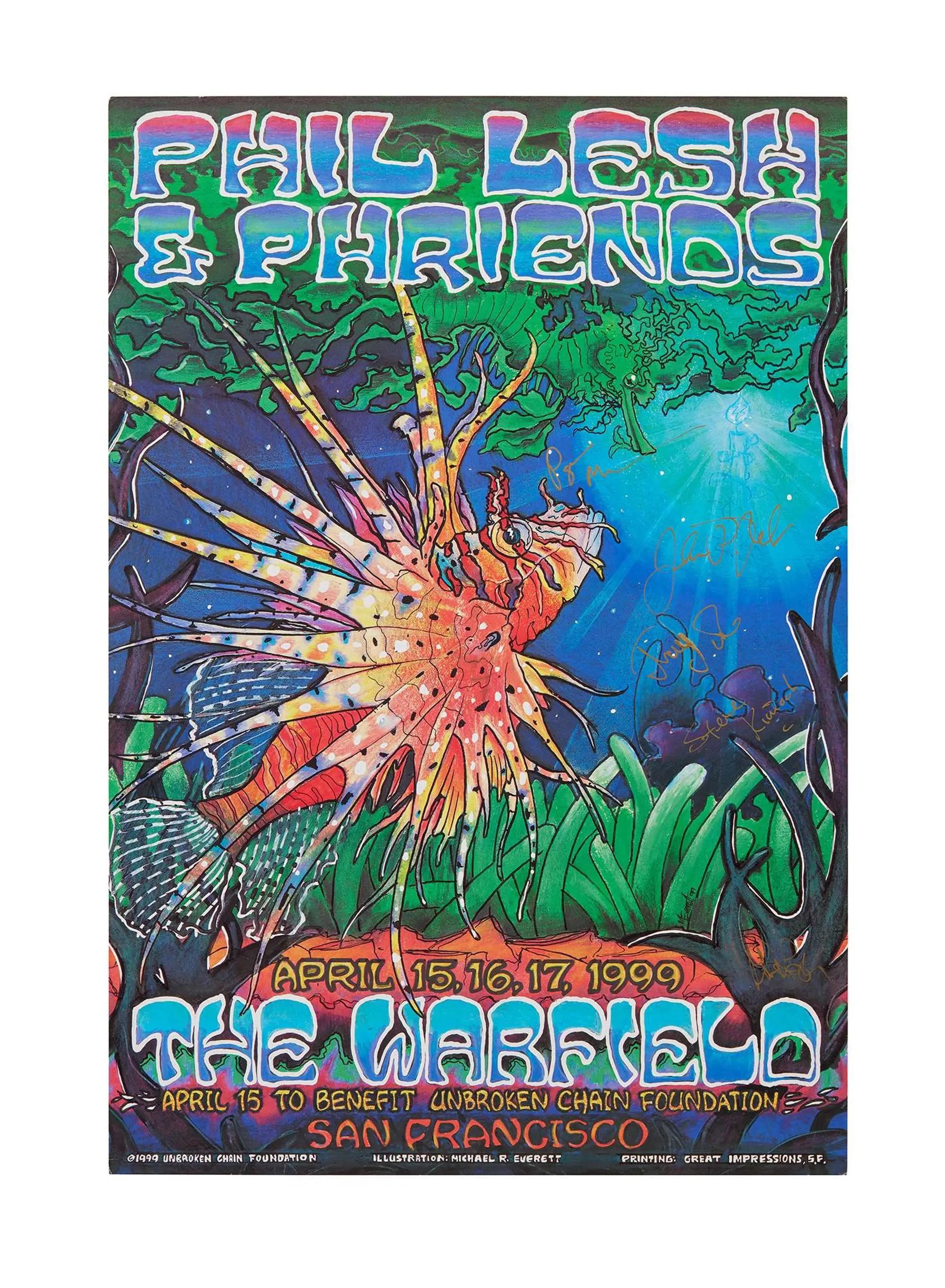 Lot #313  Phil Lesh 1999 Band-Signed Phil Lesh and Friends Poster