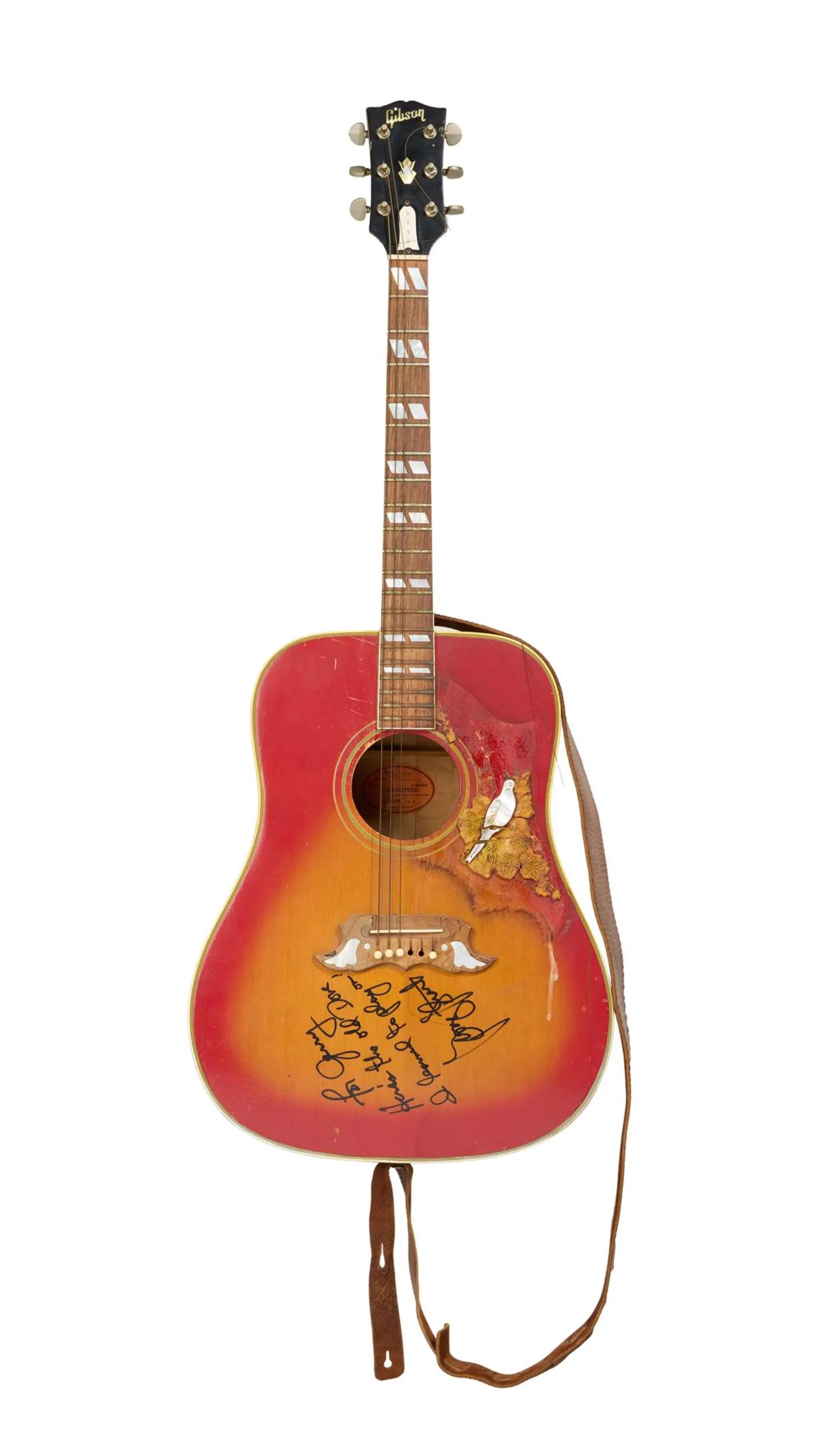 Lot #103  Jerry Weintraub George Strait Gifted and Signed Gibson Dove Acoustic Guitar