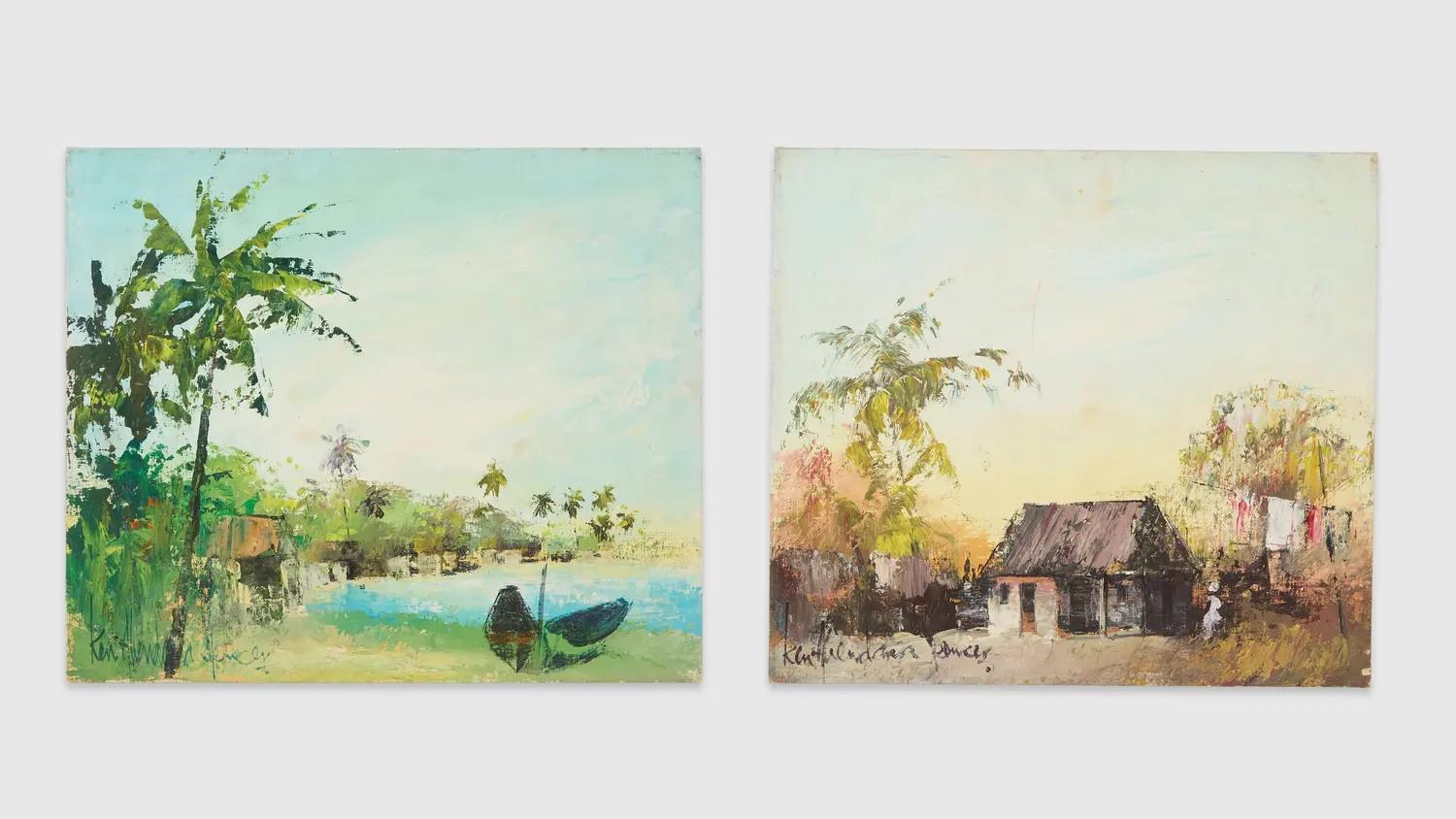 Lot #221  Roberta Flack Ken Abendana Spencer Tropical Paintings (2)