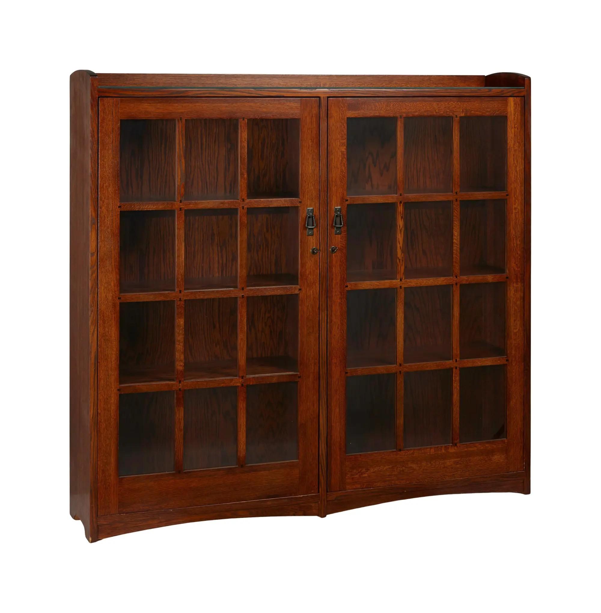 Lot #396. Joe Walsh | American Mission Style Double Bookcase Cabinet Lot #396 Joe Walsh American Mission Style Double Bookcase Cabinet