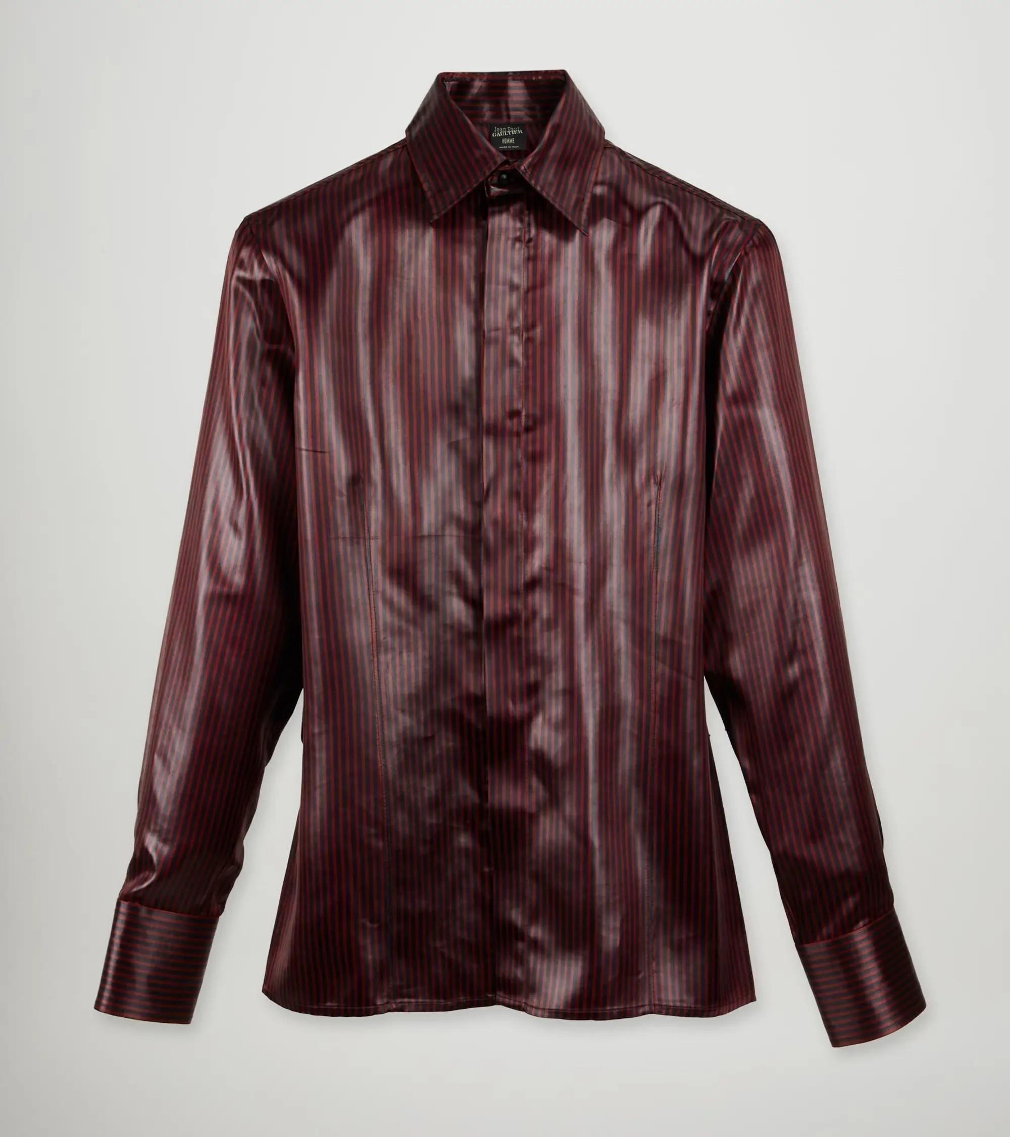 a brown silk dress shirt