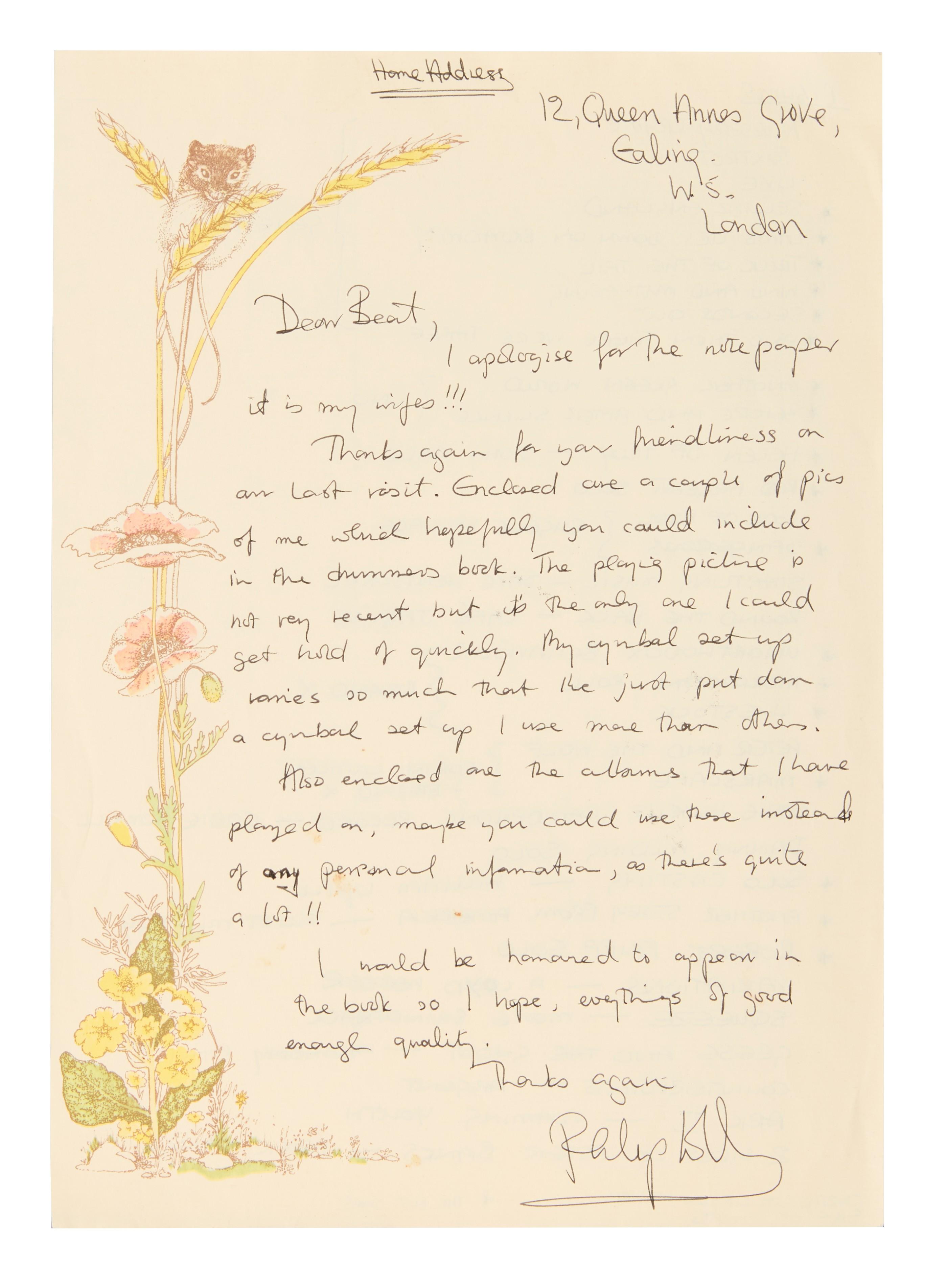 Handwritten Letter to “Beat” Magazine with Annotated Original Photographs Handwritten Letter to “Beat” Magazine with Annotated Original Photographs