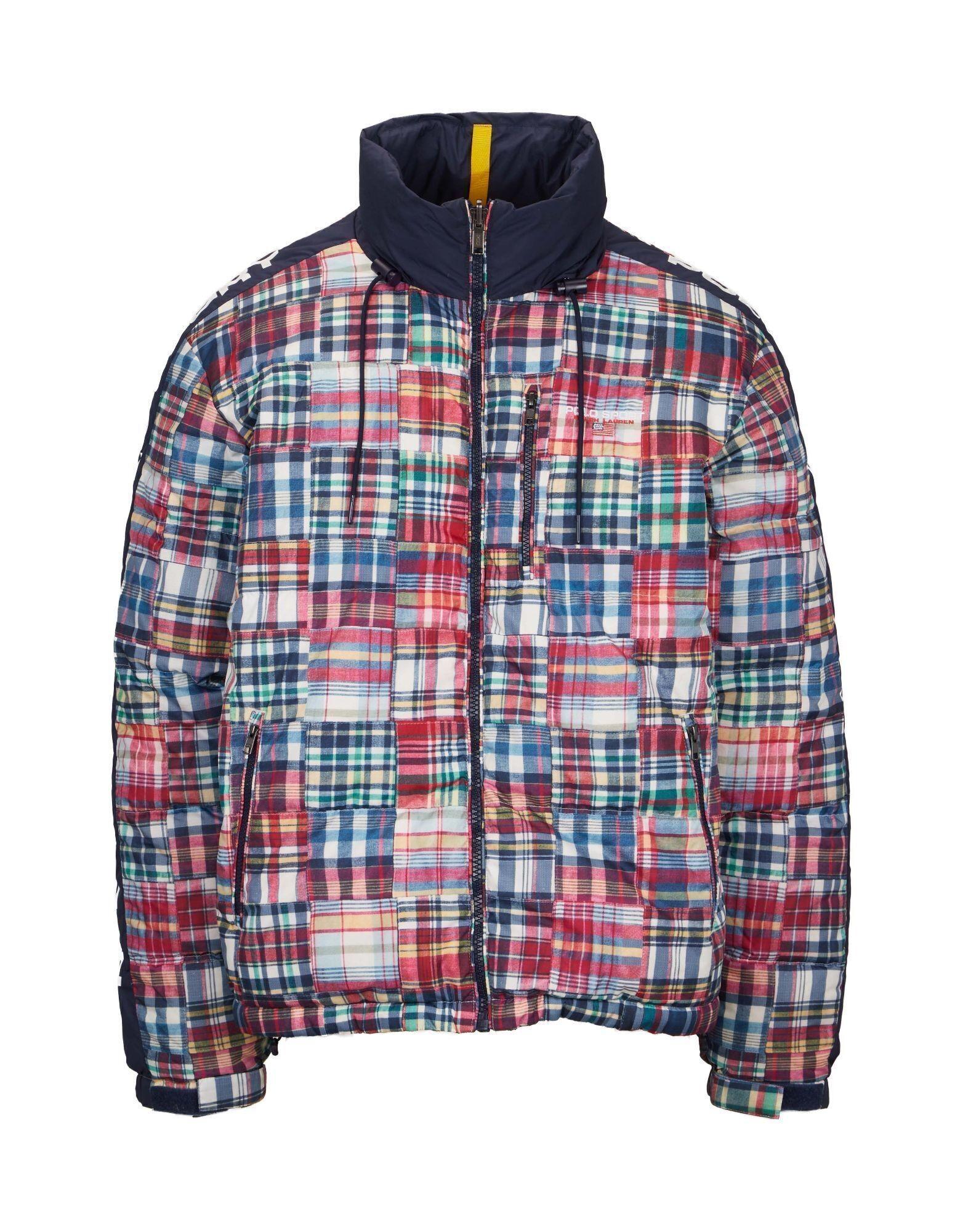 Lot #474. Angus Cloud | Photo-Worn Ralph Lauren Polo Sport Puffer Jacket a colorful plaid jacket with a blue collar