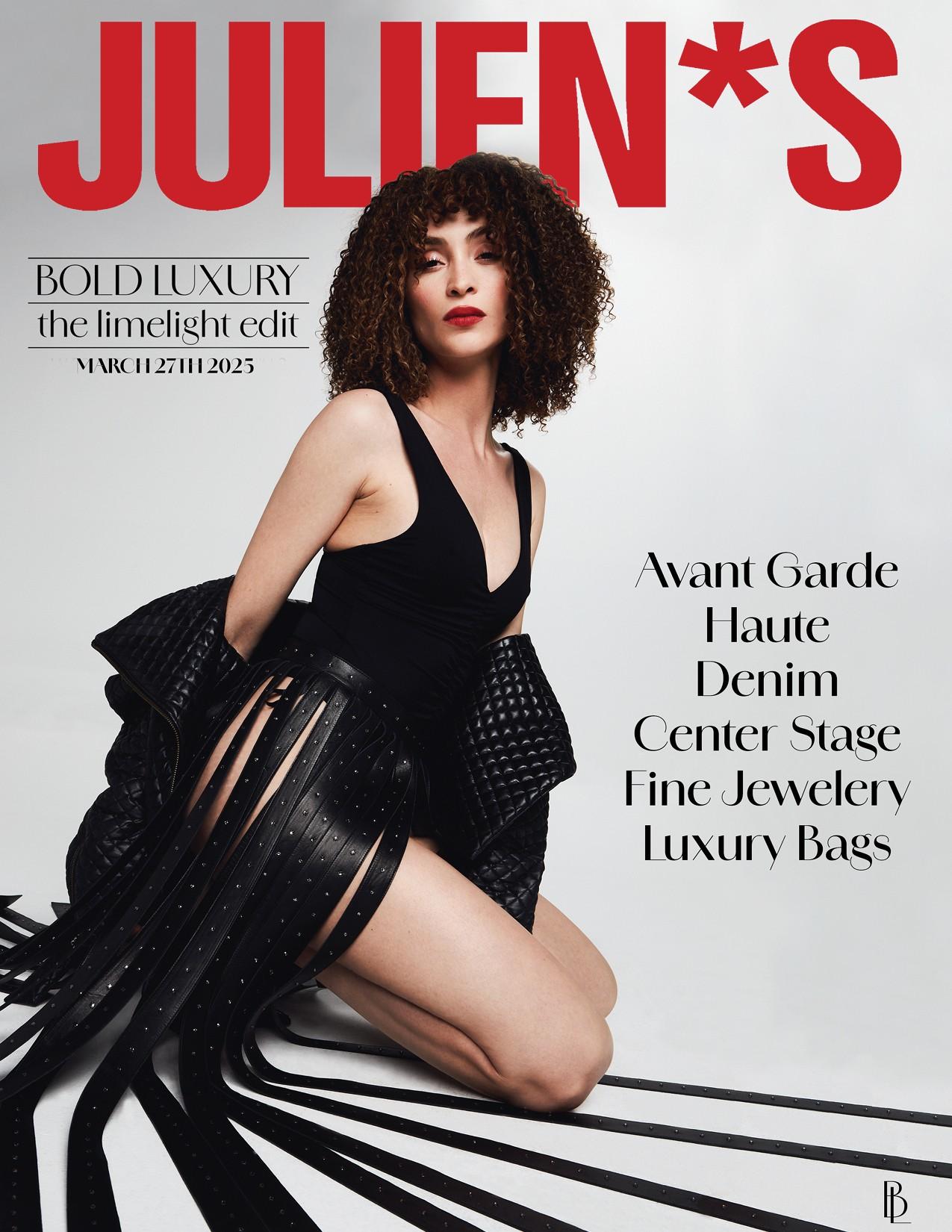 a woman is on the cover of julien 's bold luxury magazine