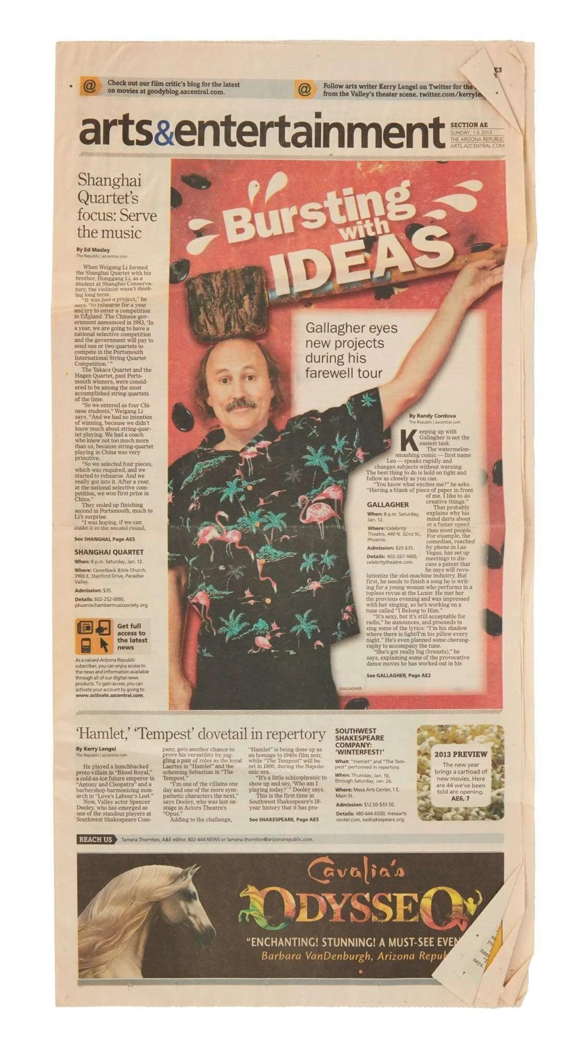 an arts and entertainment newspaper featuring the friars club watermelon hammer