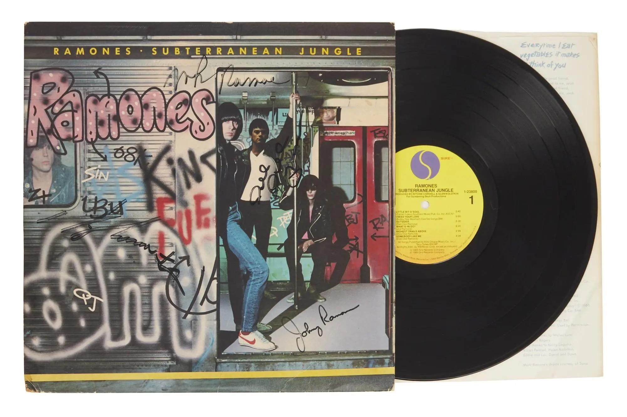 Lot #378. The Ramones | Band Signed "Subterranean Jungle" Record Album Lot #378 The Ramones Band Signed "Subterranean Jungle" Record Album
