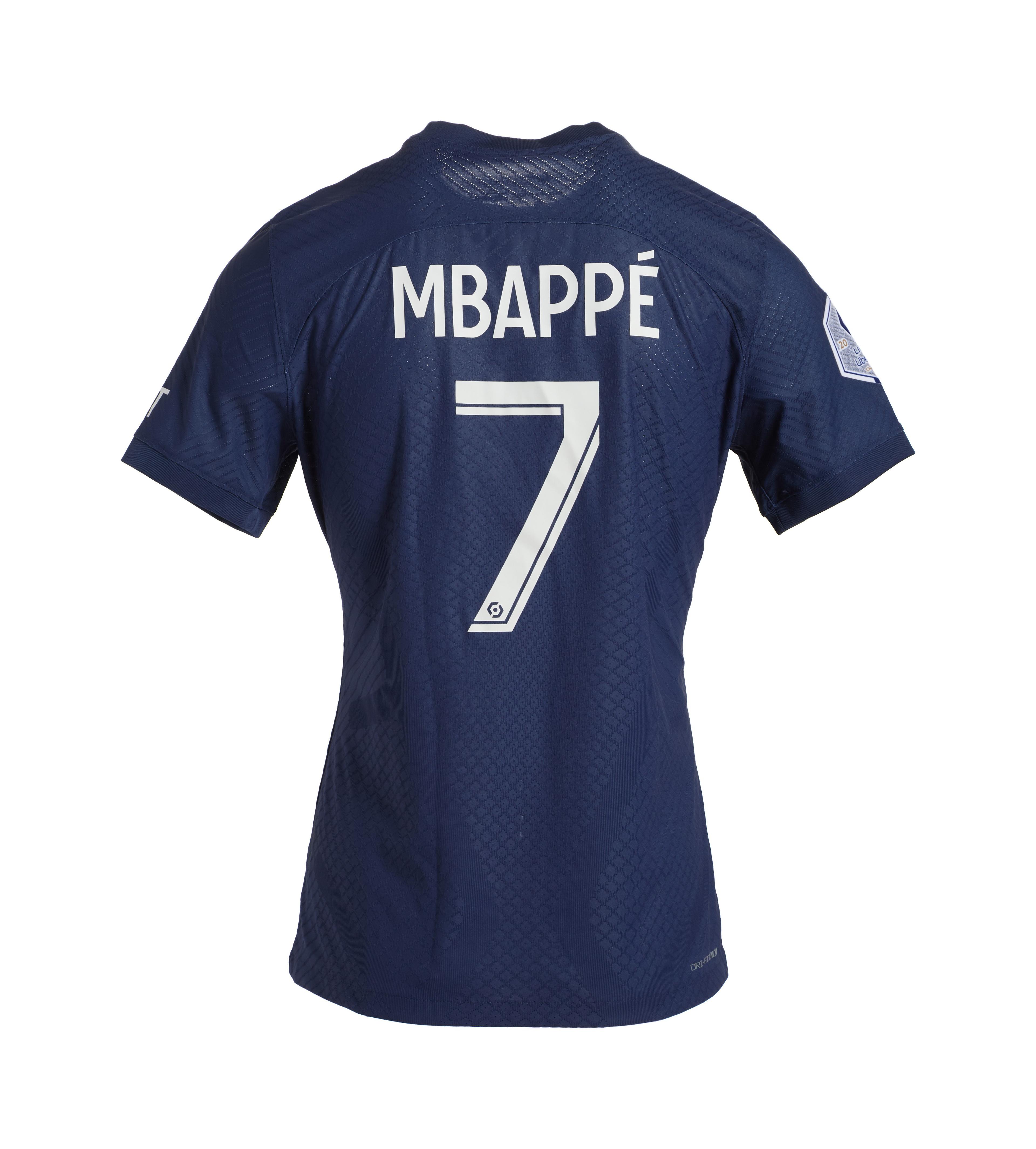 Kylian Mbappe | Match-Worn 2022 Paris Saint-Germain Jersey (MeiGray) Kylian Mbappe | Match-Worn 2022 Paris Saint-Germain Jersey (MeiGray)
