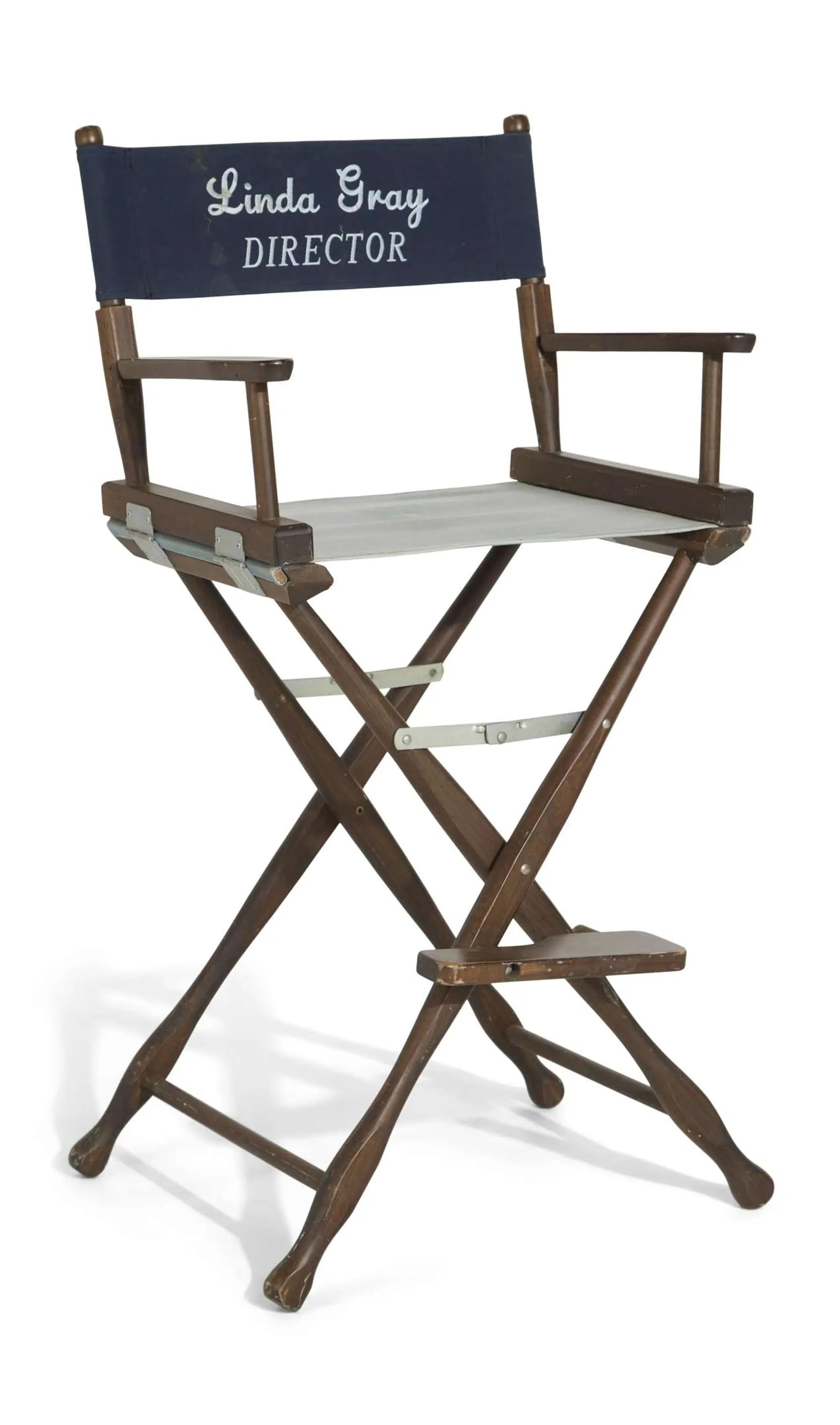 Lot #67  Linda Gray 1980s “Dallas” Director Chair from Set with Photo
