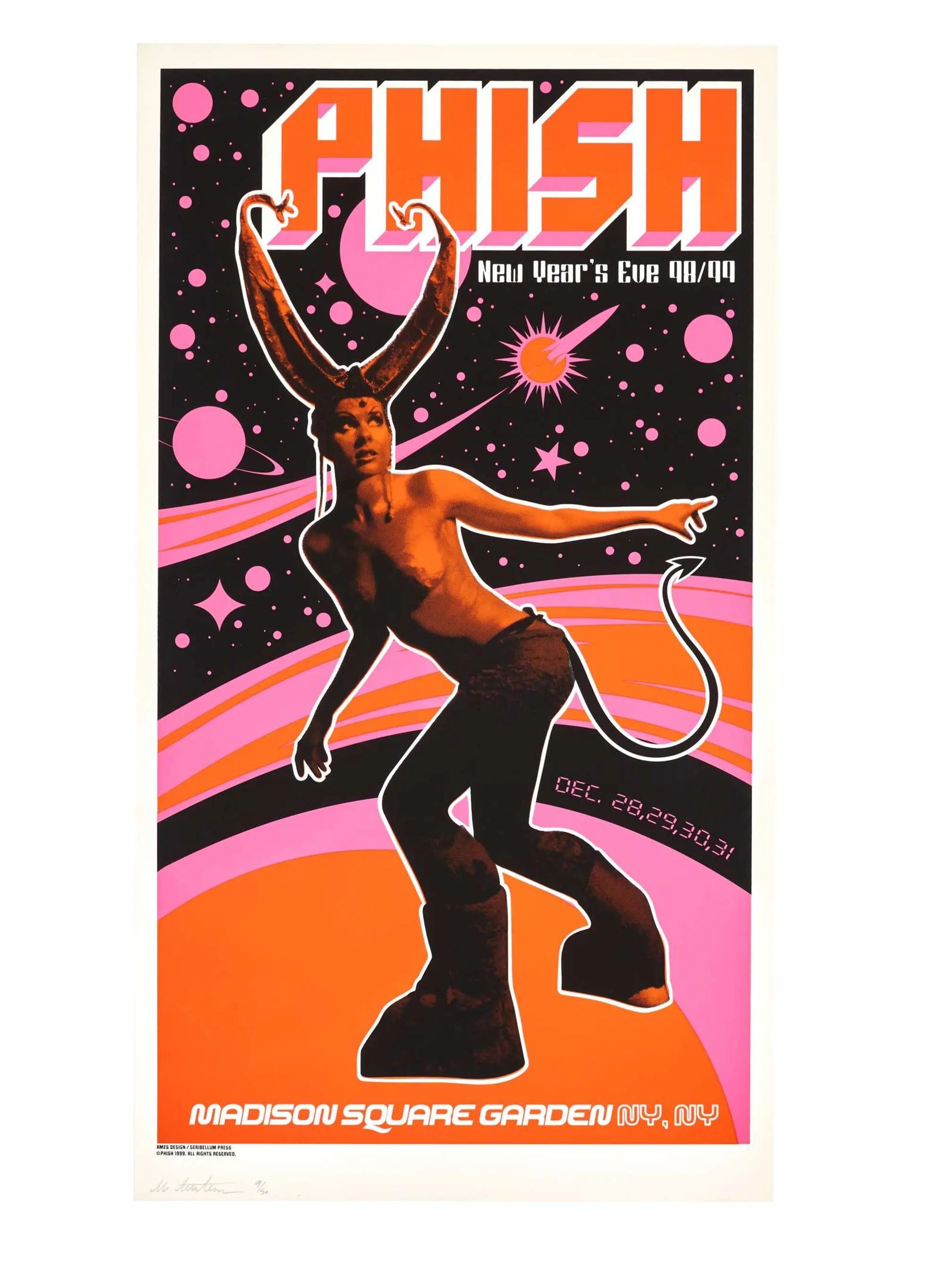 Lot #311  Phish 1998 Artist Signed Original New Year's Eve Madison Square Garden Concert Poster