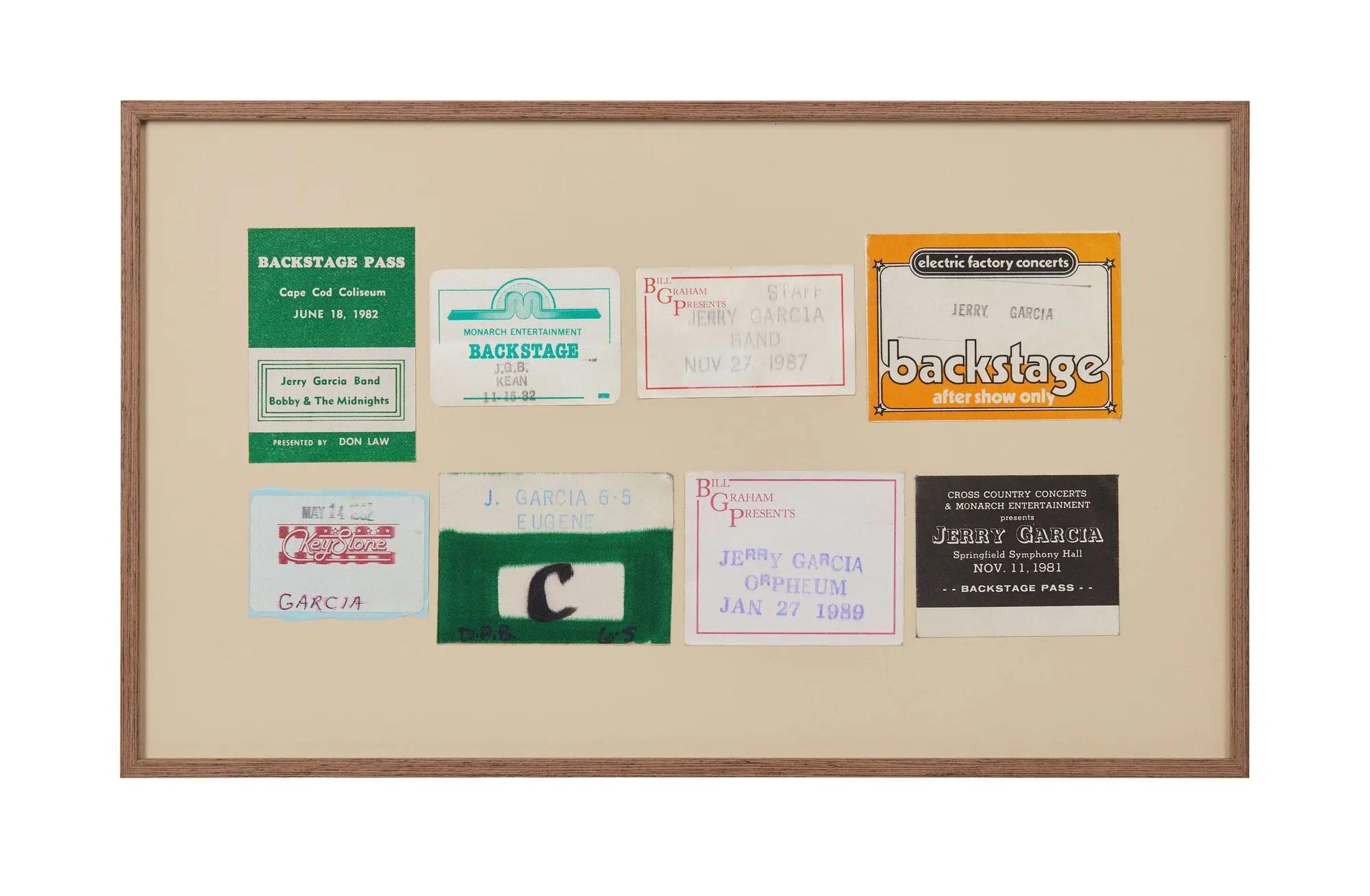 Lot #207 Jerry Garcia Framed 1980s Backstage Passes
