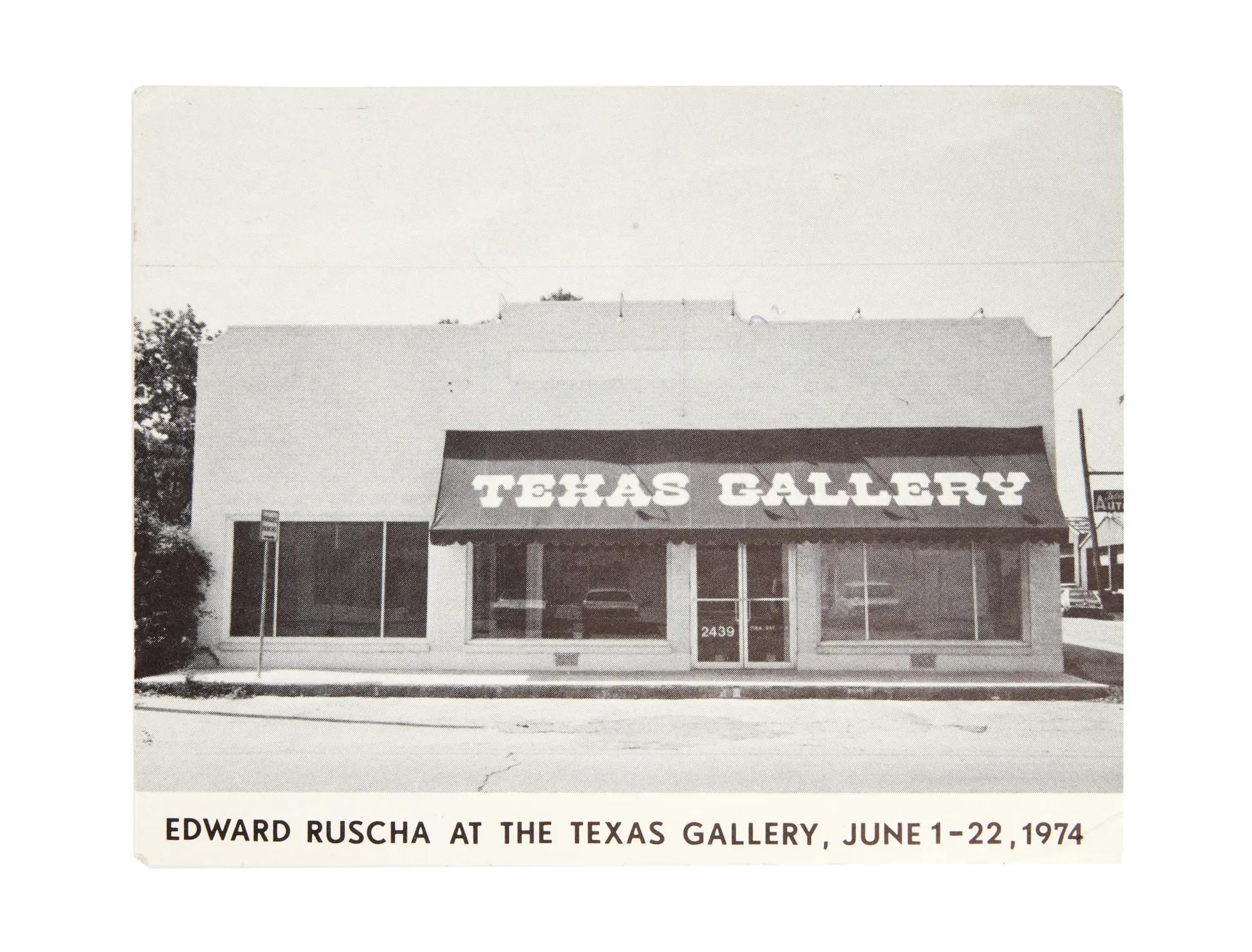 a post card advertisement for edward ruscha gallery in june 1974