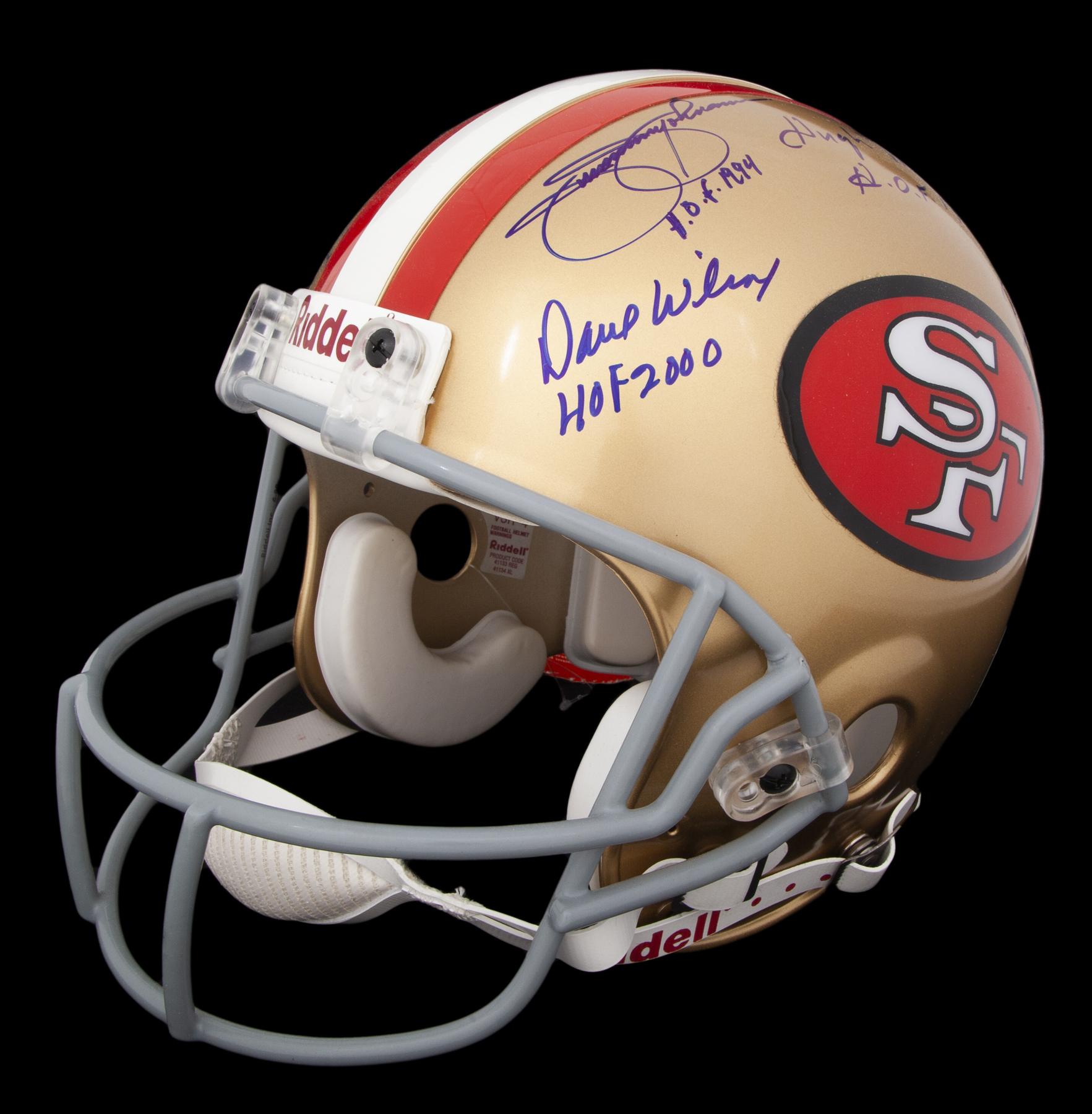 SAN FRANCISCO 49ERS HALL OF FAMERS SIGNED HELMET