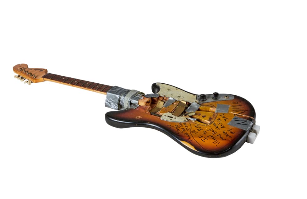 NIRVANA: 1989 KURT COBAIN STAGE-PLAYED AND SMASHED 