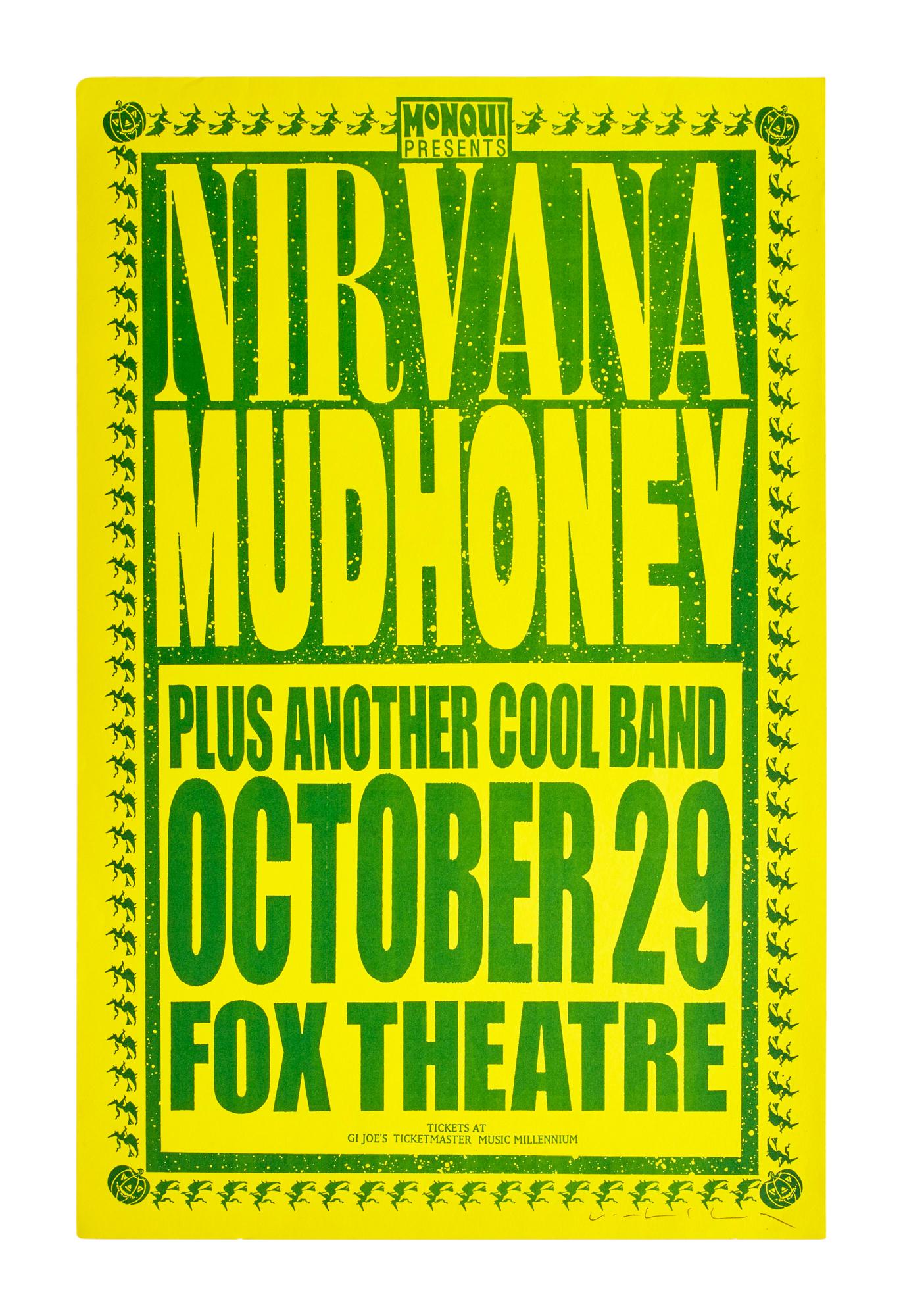 NIRVANA | 1991 ARTIST-SIGNED FOX THEATRE CONCERT MINI-POSTER