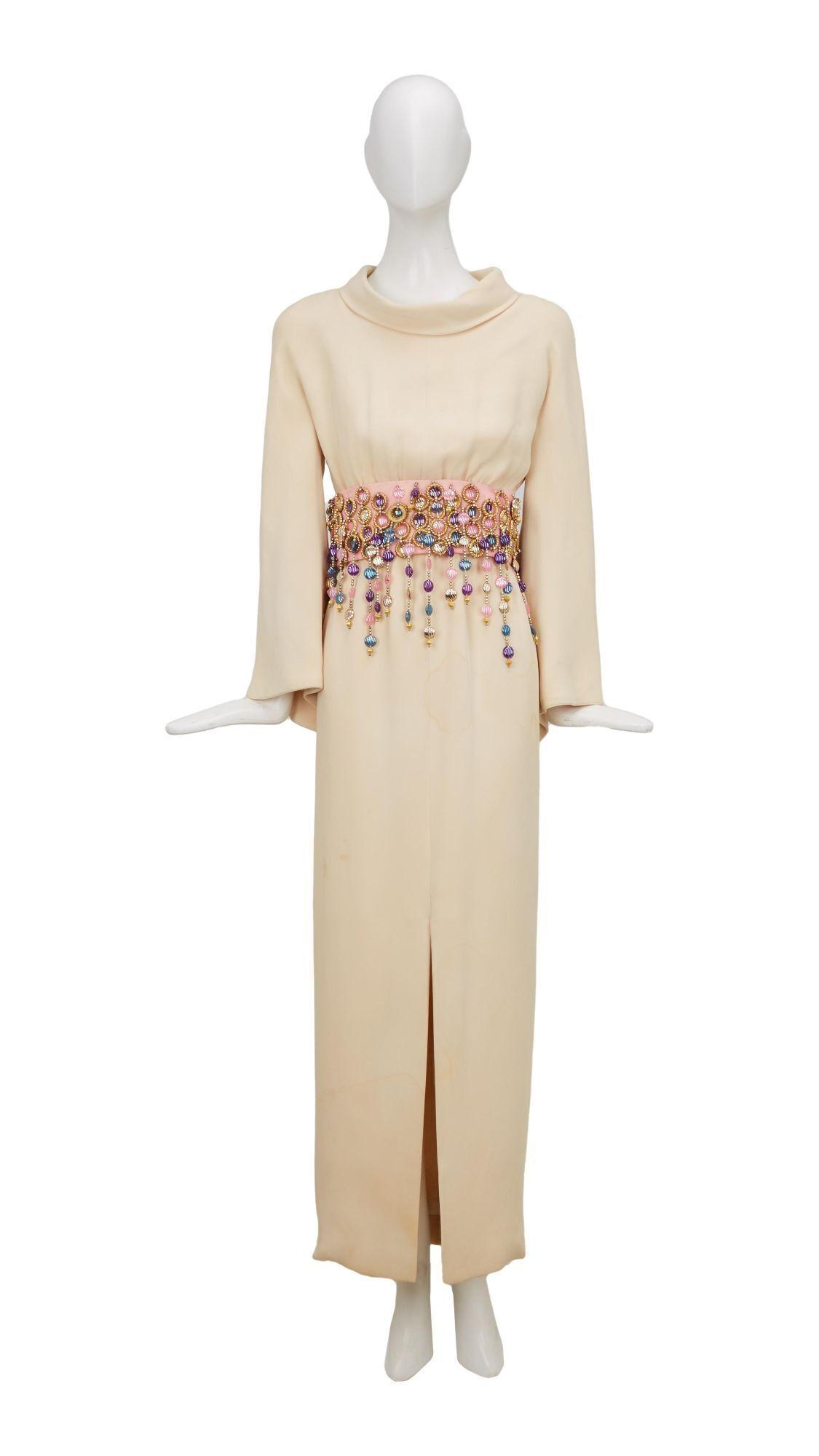 Duchess of Windsor | 1970 Givenchy Haute Couture Cream Silk Crepe Evening  Gown