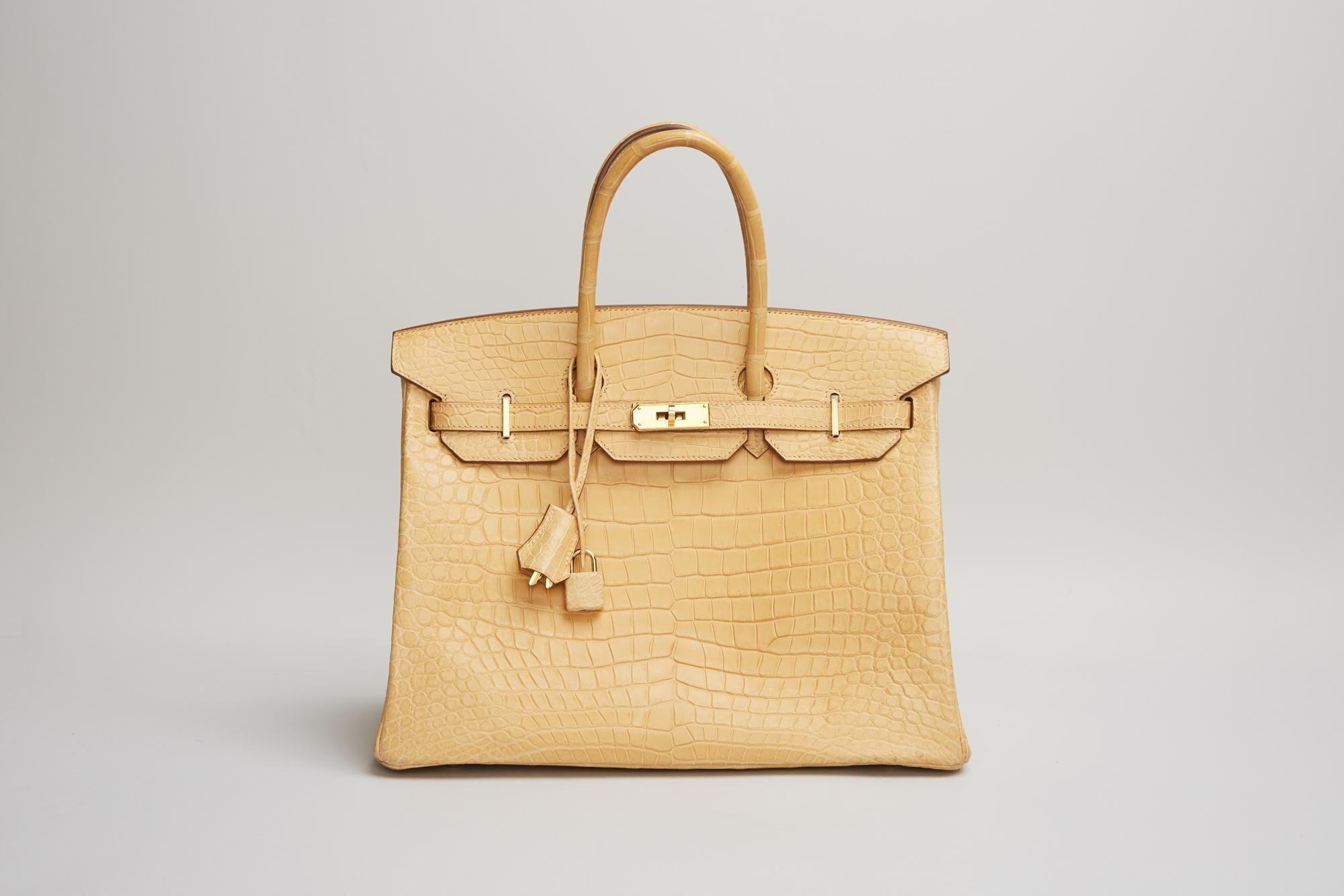 Hermes | 2016 Jaune Poussin Porosus Crocodile Retourne 35 CM Birkin