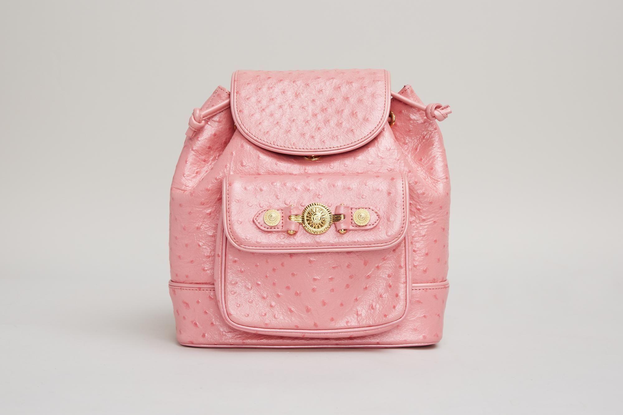 Versace | 90s Pink Embossed Leather Backpack