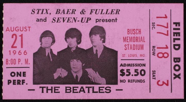 BEATLES 1966 CONCERT TICKET