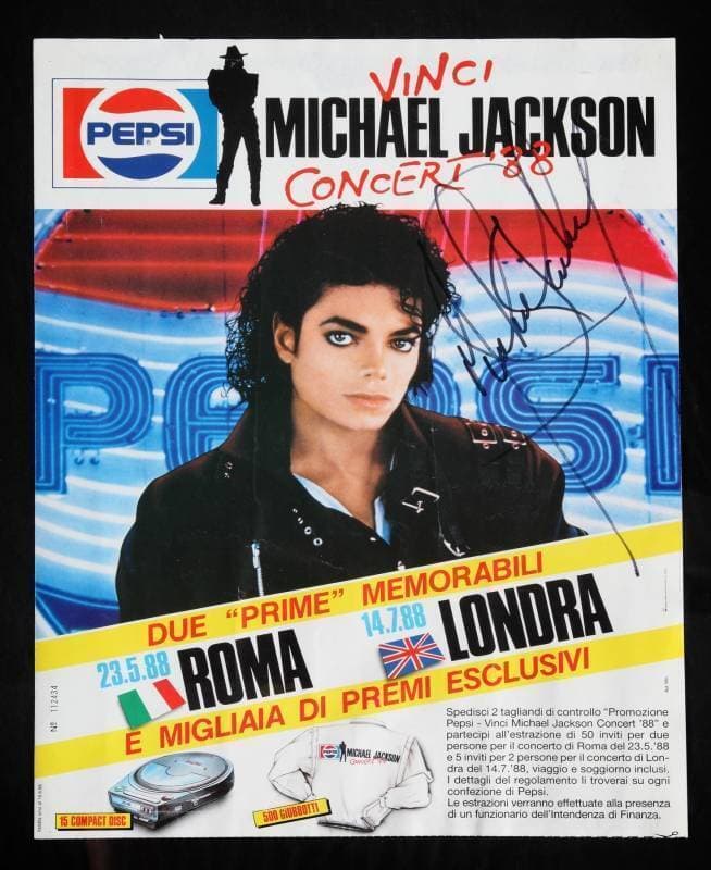 MICHAEL JACKSON SIGNED ITALIAN PROMOTIONAL POSTER