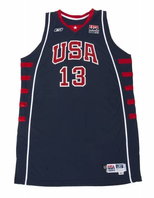 TIM DUNCAN GAME WORN 2004 U.S. OLYMPIC BASKETBALL JERSEY