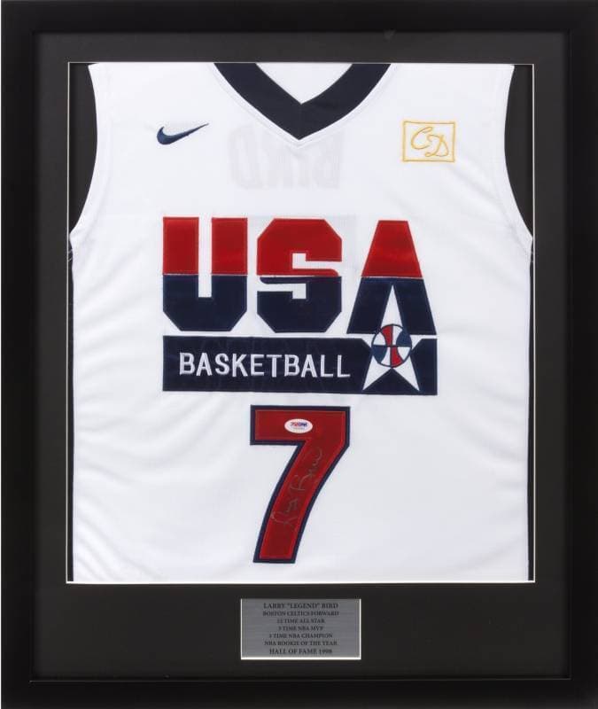 LARRY BIRD SIGNED 1992 OLYMPICS USA BASKETBALL JERSEY
