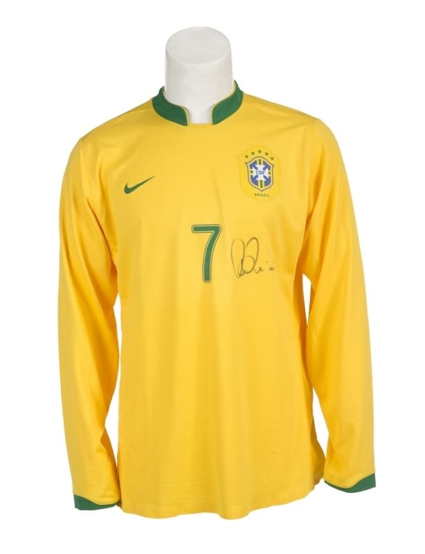 ADRIANO BRAZIL MATCH WORN AND SIGNED LONG-SLEEVE JERSEY