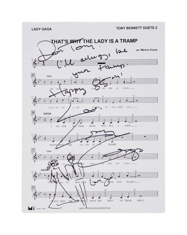 Tony Bennett | Lady Gaga Signed Sheet Music