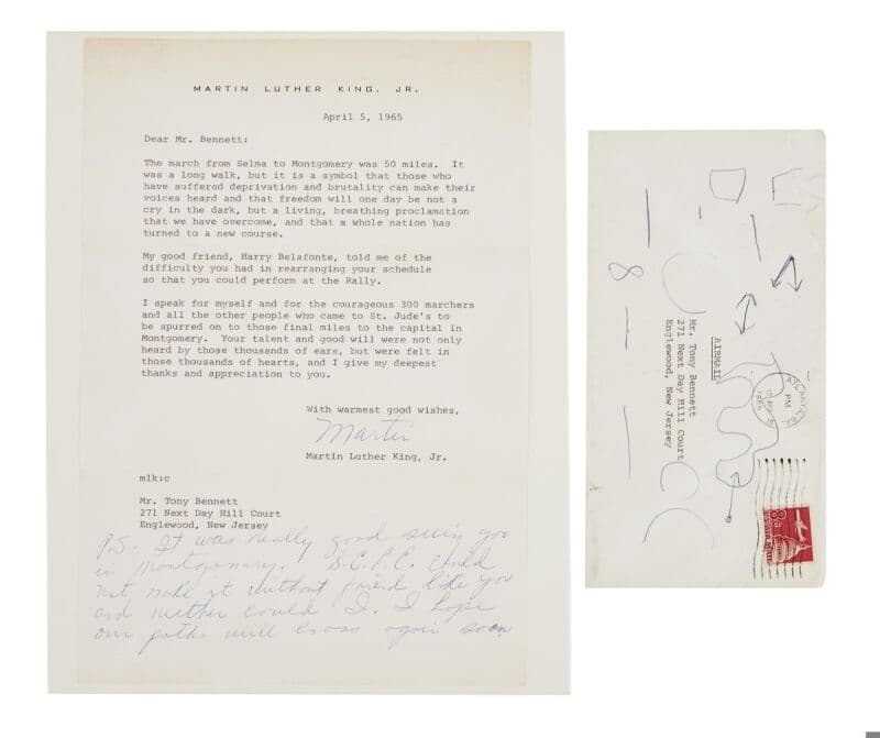 Tony Bennett | Martin Luther King, Jr. Typed Letter Signed On Selma March